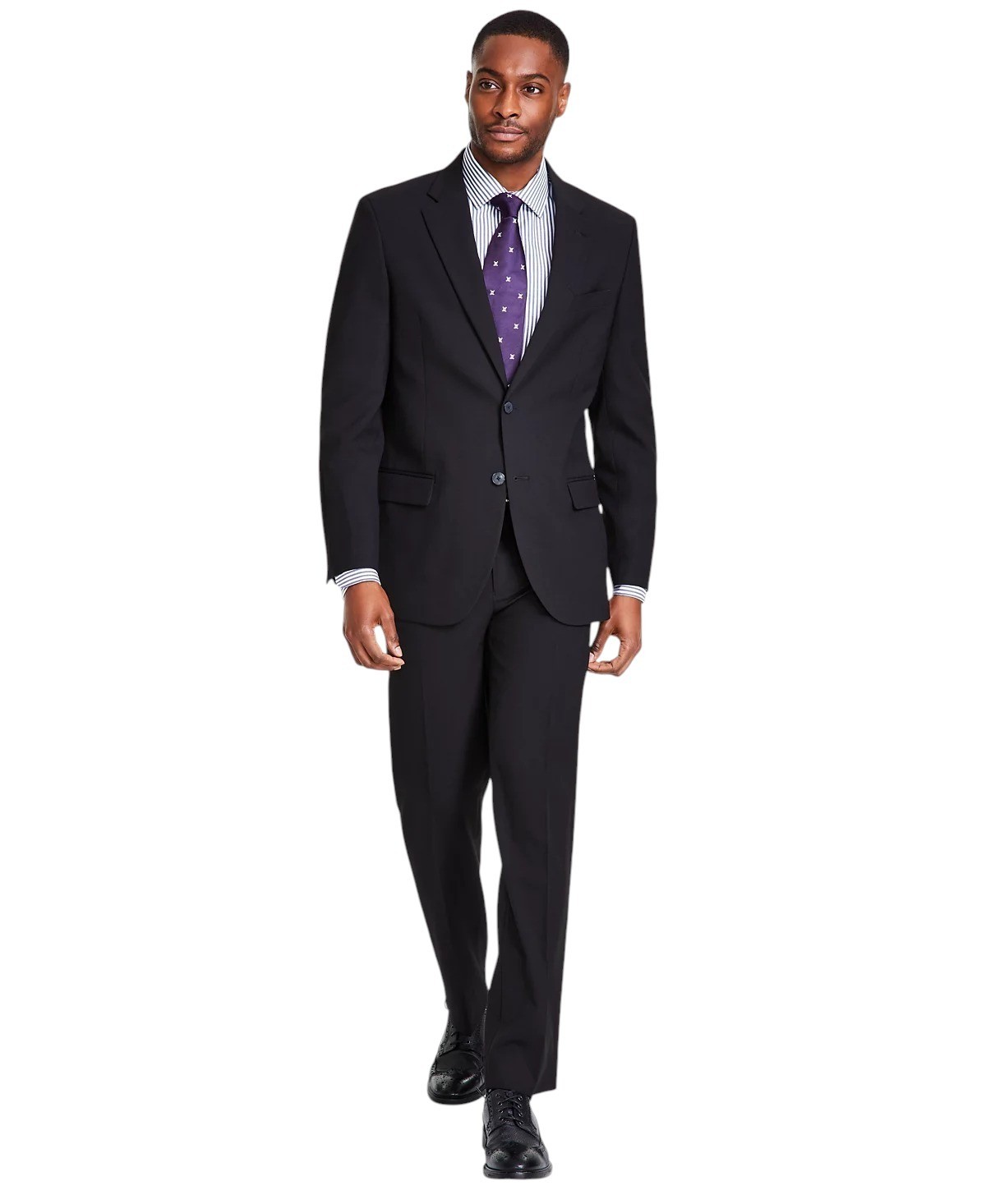 Nautica Mens Modern fit 2 Piece Suit 40 R / 34 Waist Black Solid