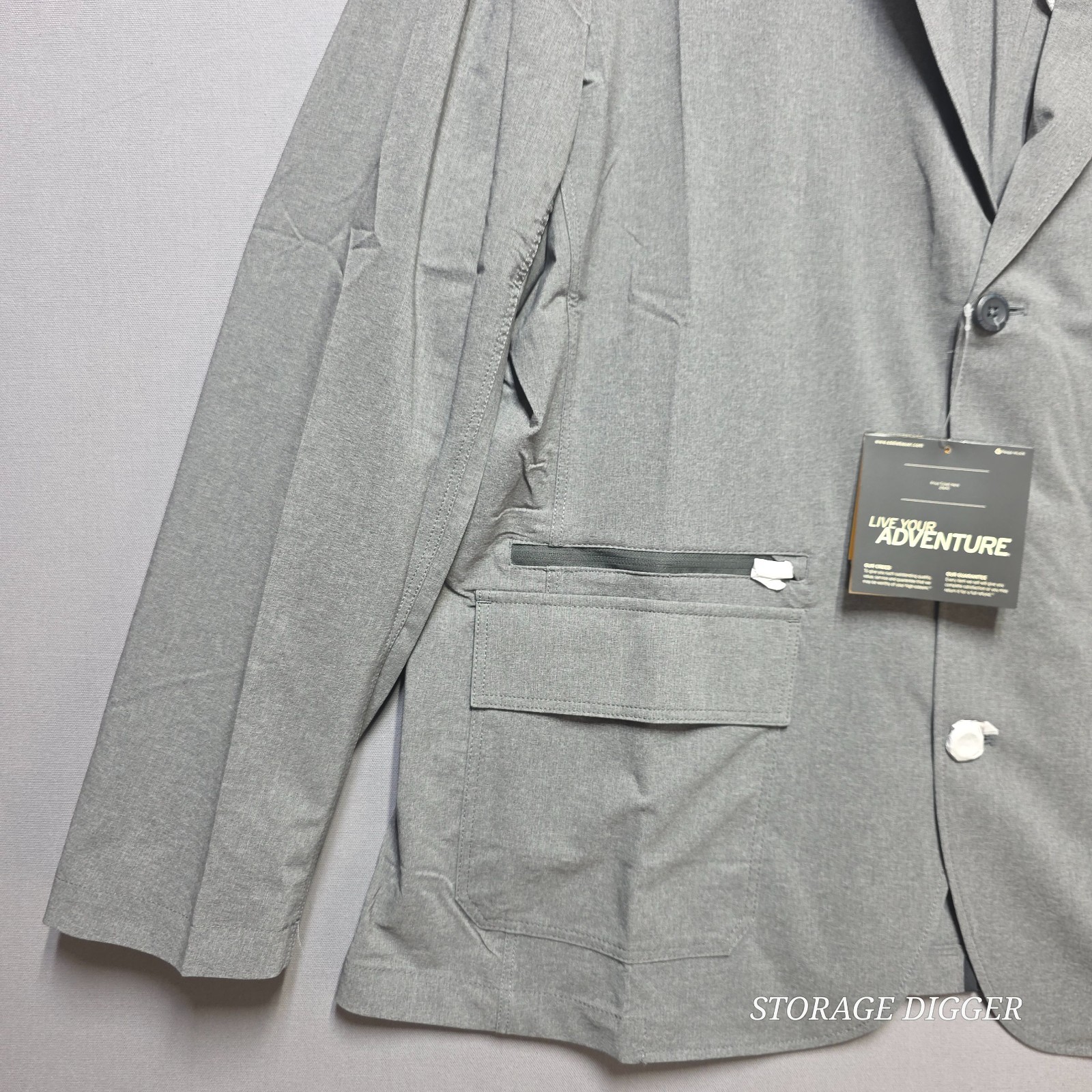 Eddie Bauer Travex Blazer Jacket Mens 50 Gray Mesh Lined Single Breasted Travel
