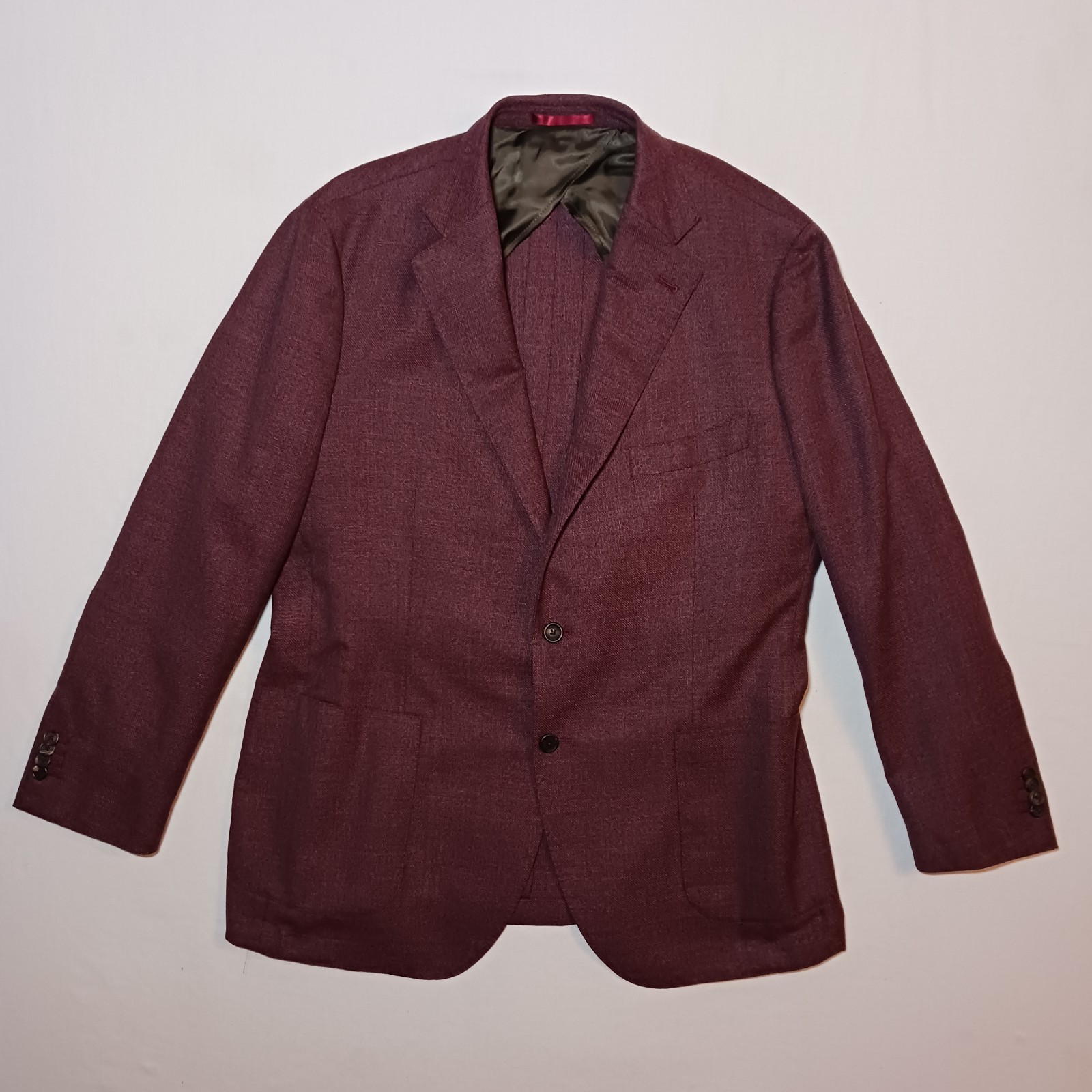 Proper Cloth Reda 1865 Italian Merino Wool Sport Coat 42R Red Hopsack Bedford