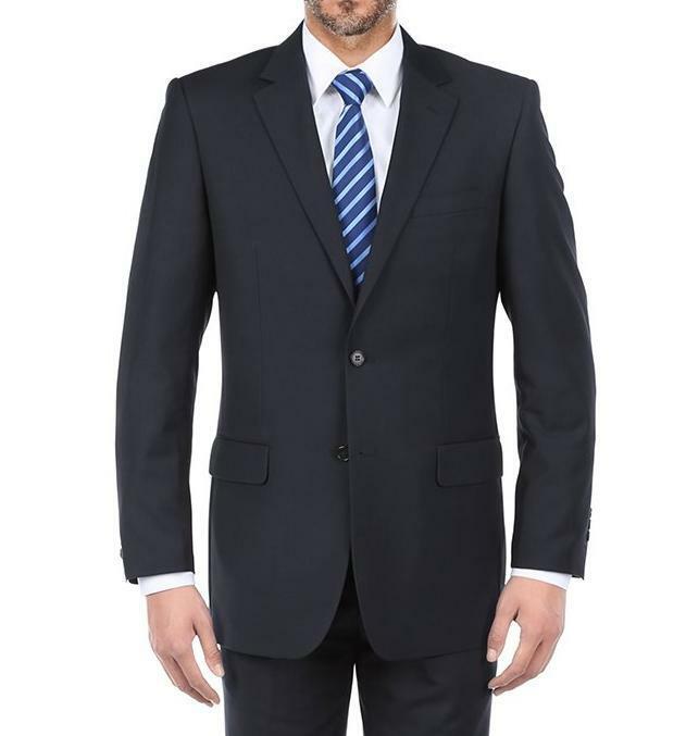Renoir Navy Wool Suit Men New 38R~54L Classic Regular Fit Business Church Formal