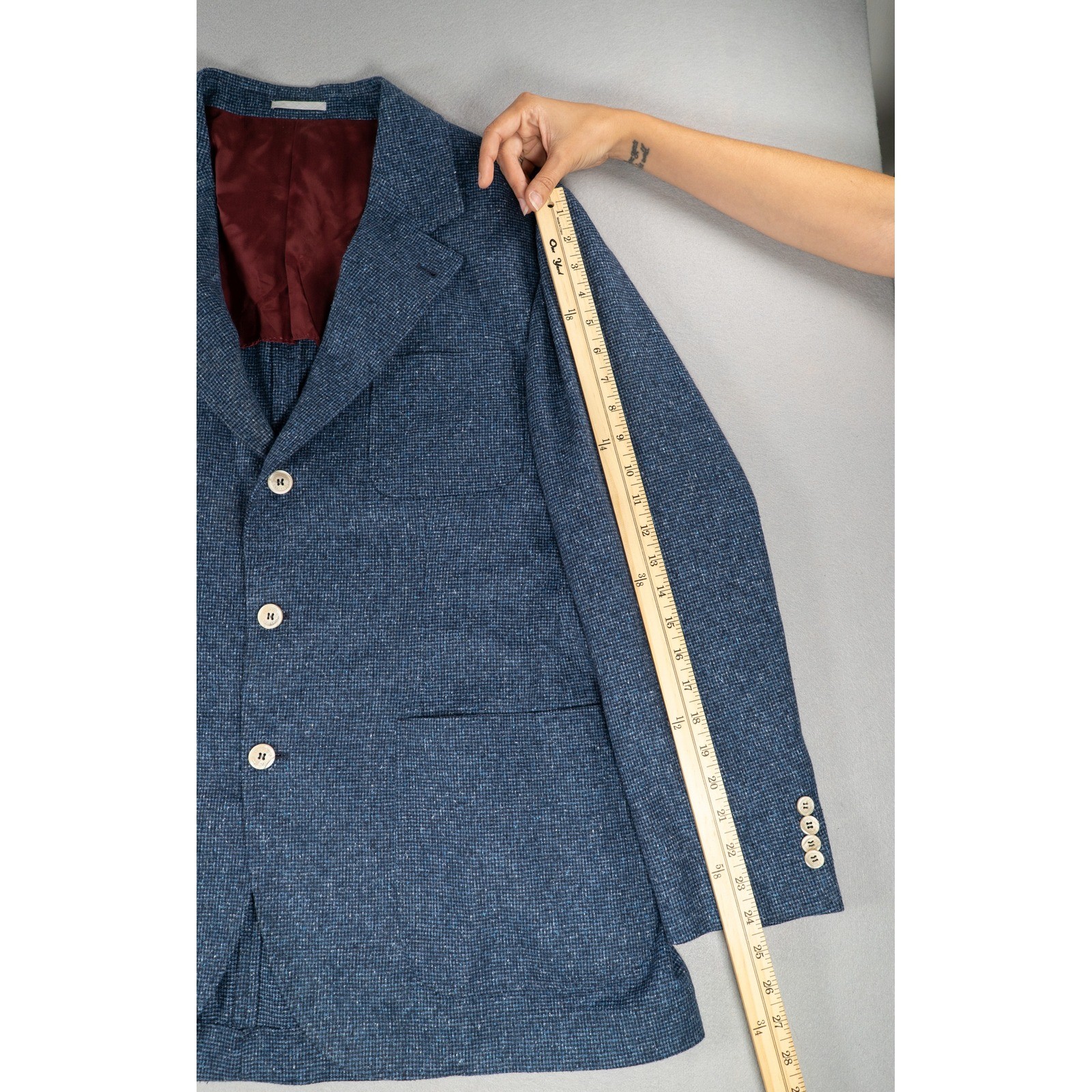 Brunello Cucinelli Mens Blue Silk Wool Cashmere 3 Button Blazer Sport Coat IT 56