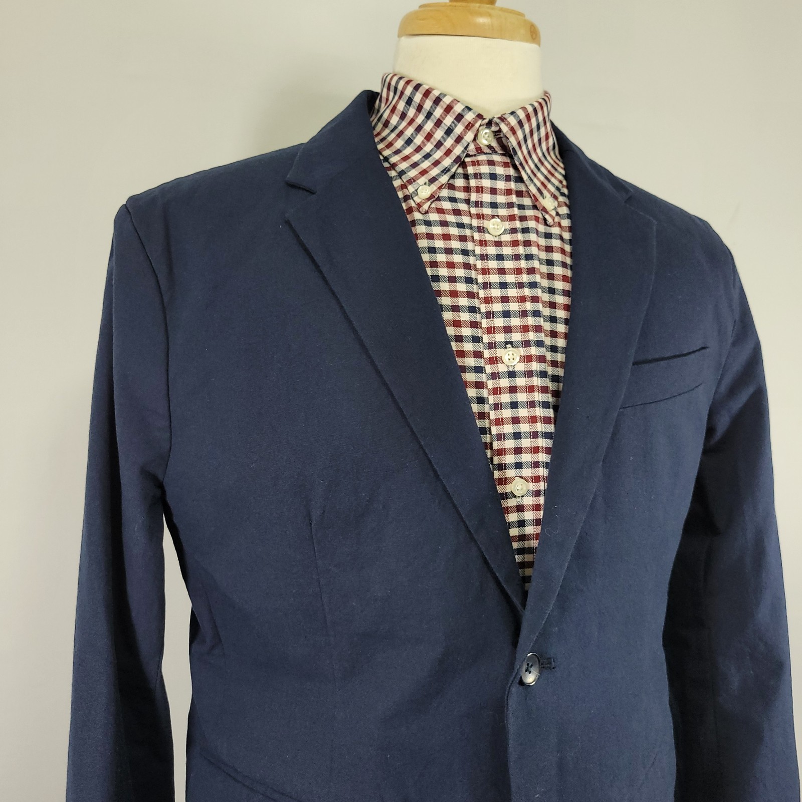 Old Navy Men’s Sport Coat Blazer Two Button Navy Blue Cotton Spandex Size LARGE