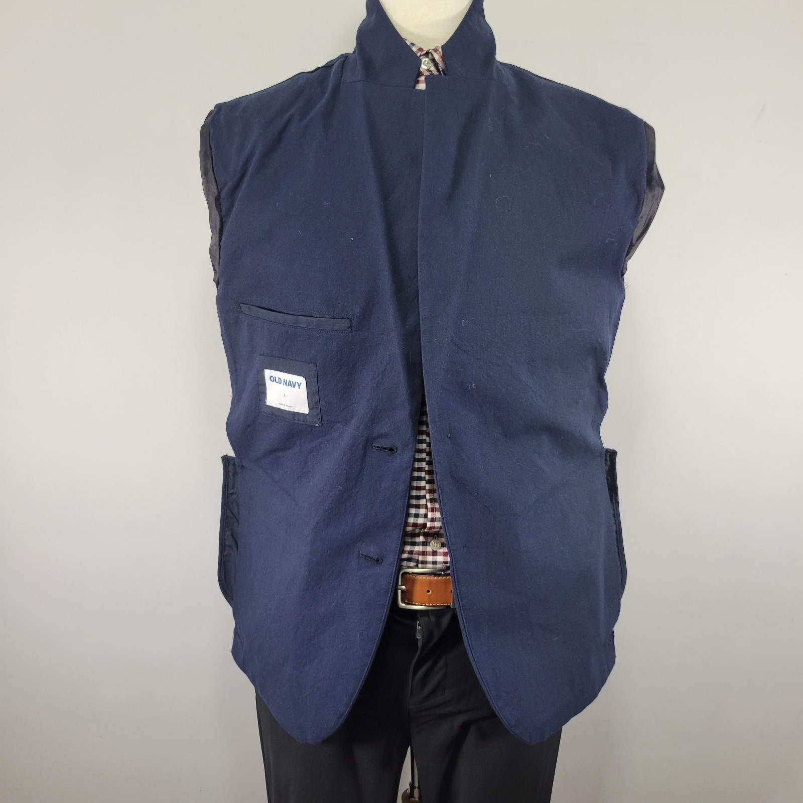 Old Navy Men’s Sport Coat Blazer Two Button Navy Blue Cotton Spandex Size LARGE