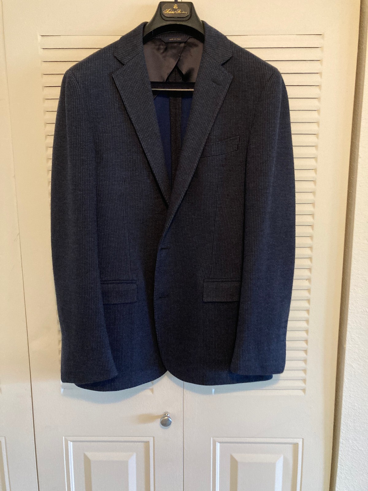 Brooks Brothers 1818 Regent Cotton-Wool Sport Coat. 40R. Navy Multi. Italy
