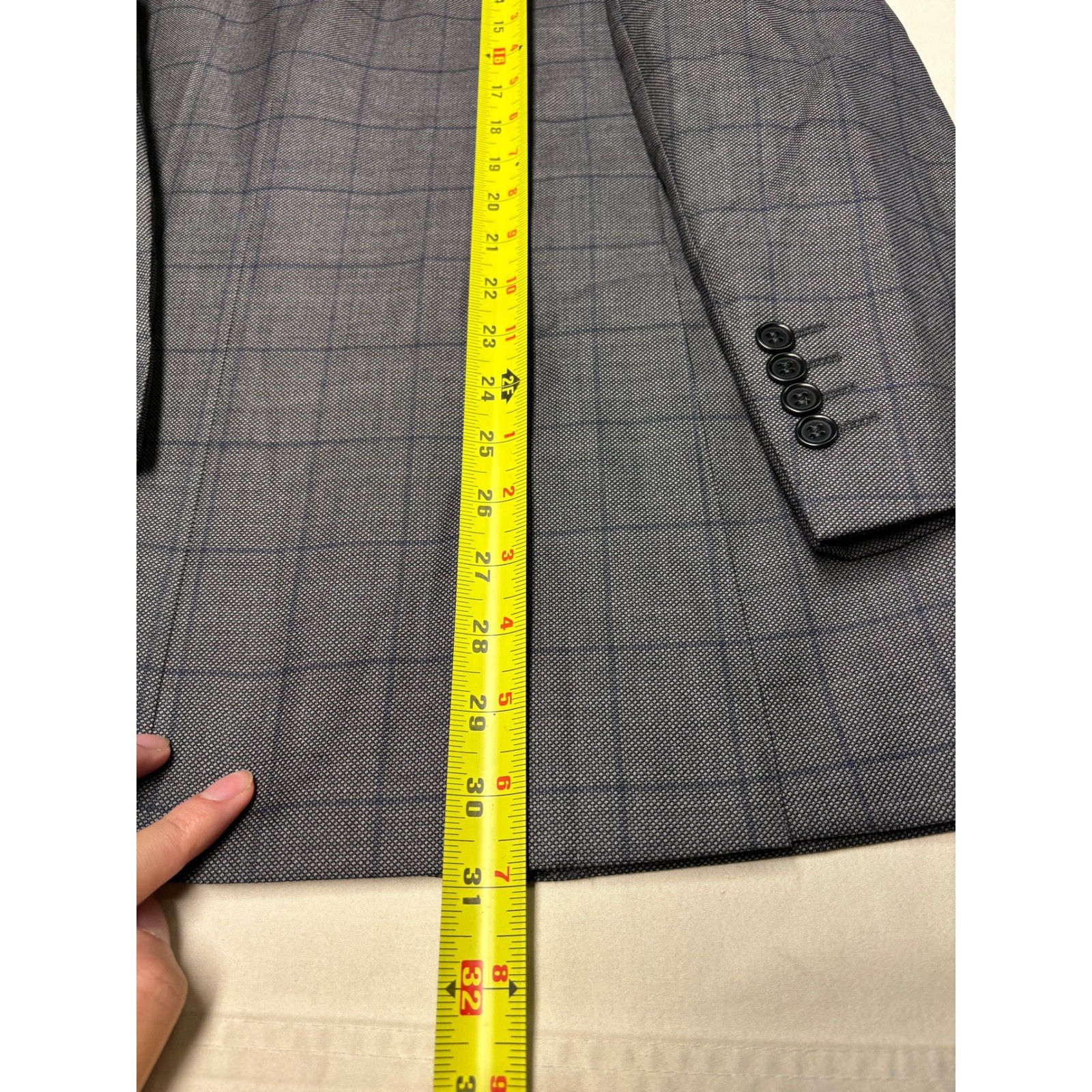 Canali 1934 Mens Gray Windowpane Wool Suit 2 Piece 42R US 52R EU W36 L29 Italy
