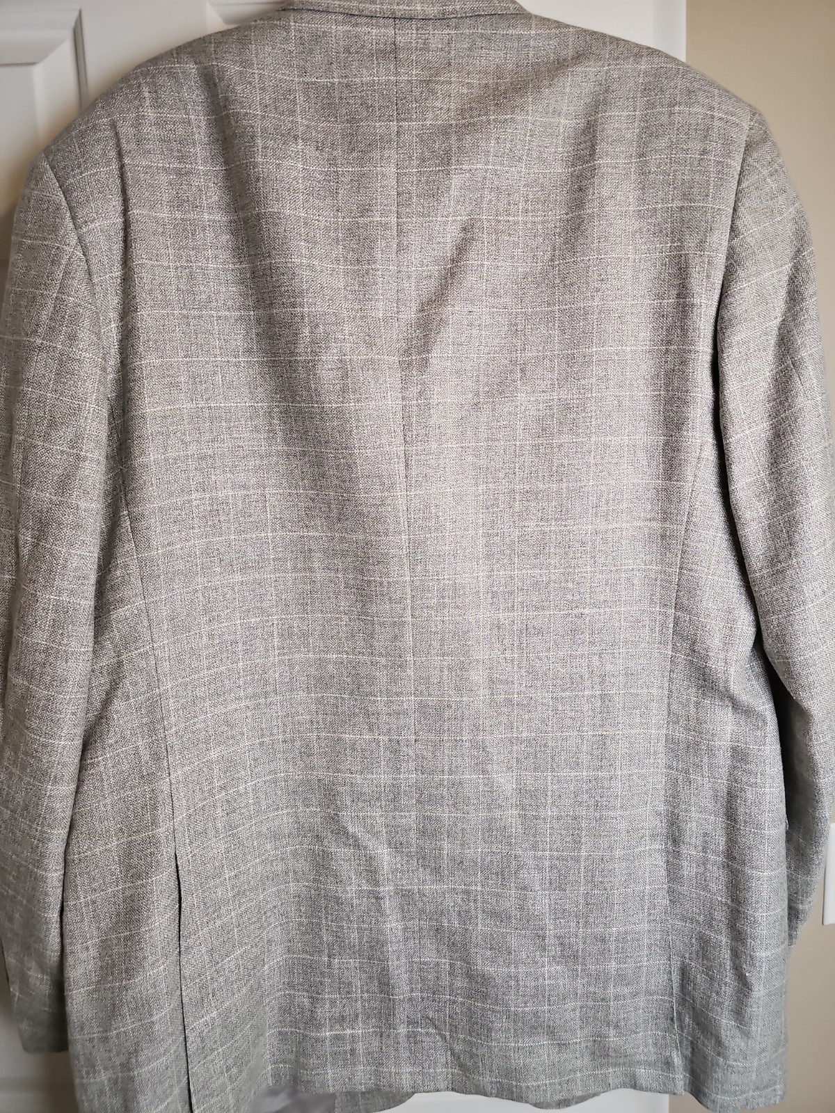 Canali Blazer Wool Silk Linen Sport Coat Jacket Windowpane Gray Mens Size US 48L