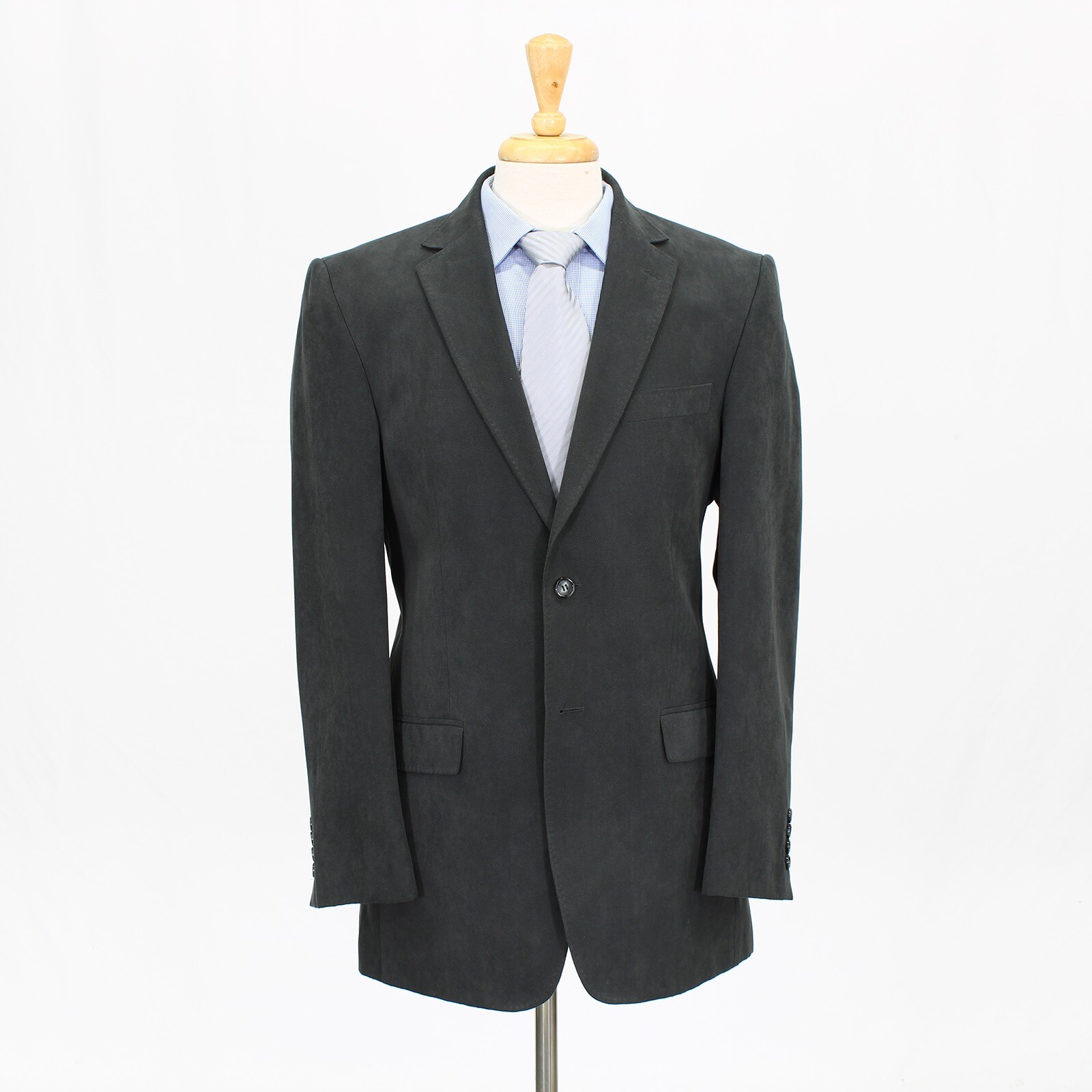 Mark & Spencer 38L Gray Sport Coat Blazer Jacket Solid 2B Polyester