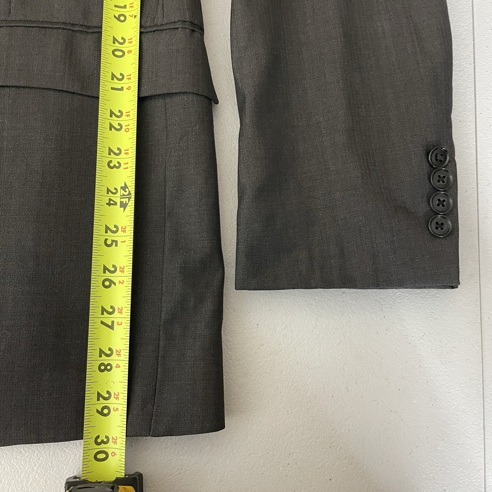 Calvin Klein 2 Piece Suit Mens 40L Slim 34×31 Brown Herringbone Double Vented