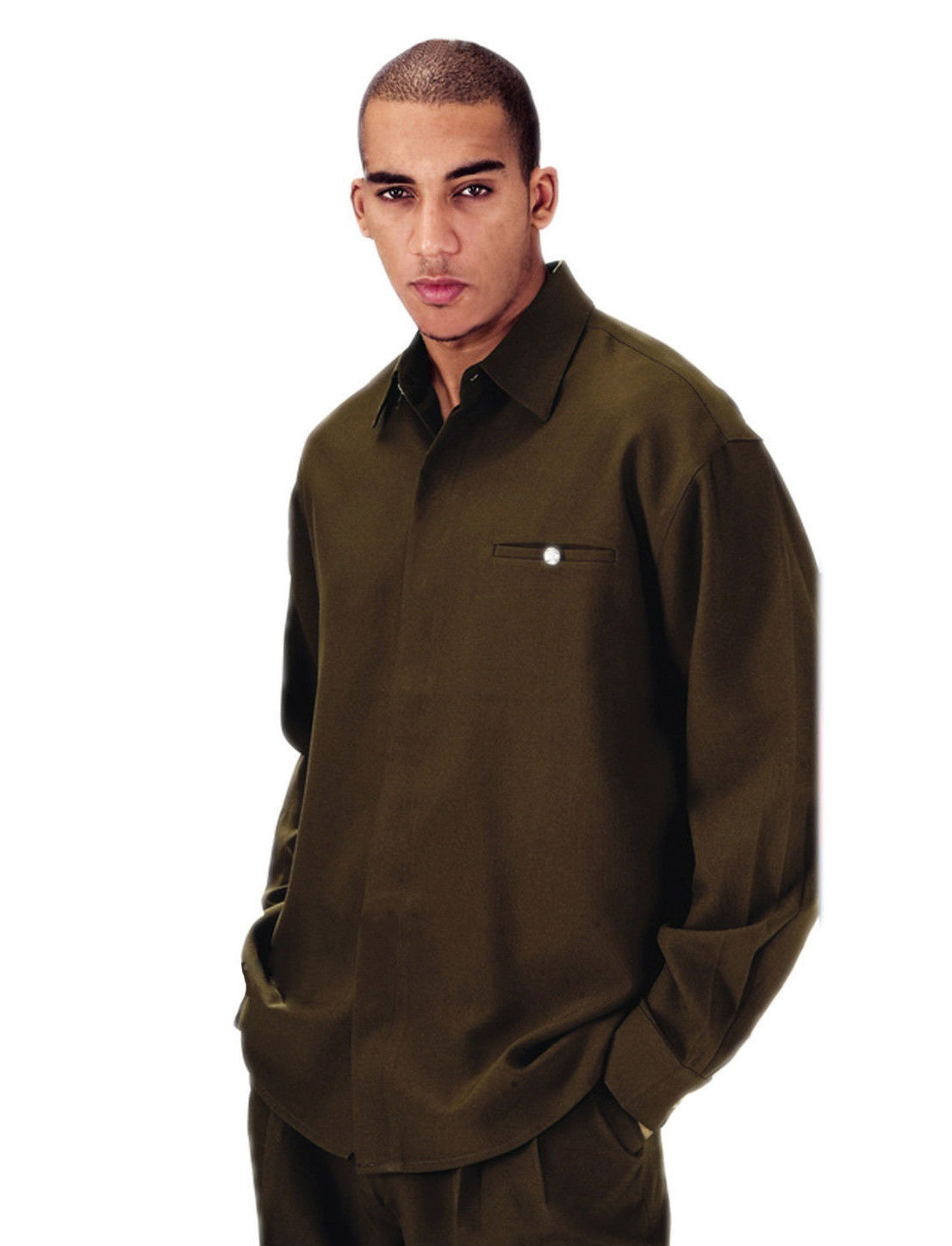 Men’s 2pc Walking Suit Long Sleeve Casual Shirt & Pants Set #2612