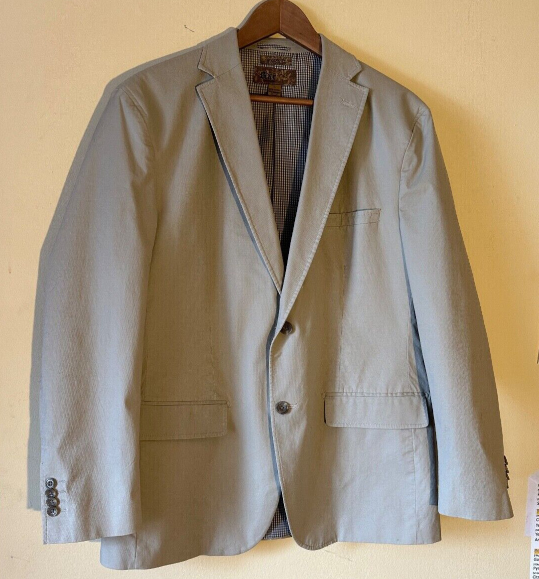Tan Blazer Size L 97% Cotton 3% Spandex Blue Pronto Uomo Modern Fit