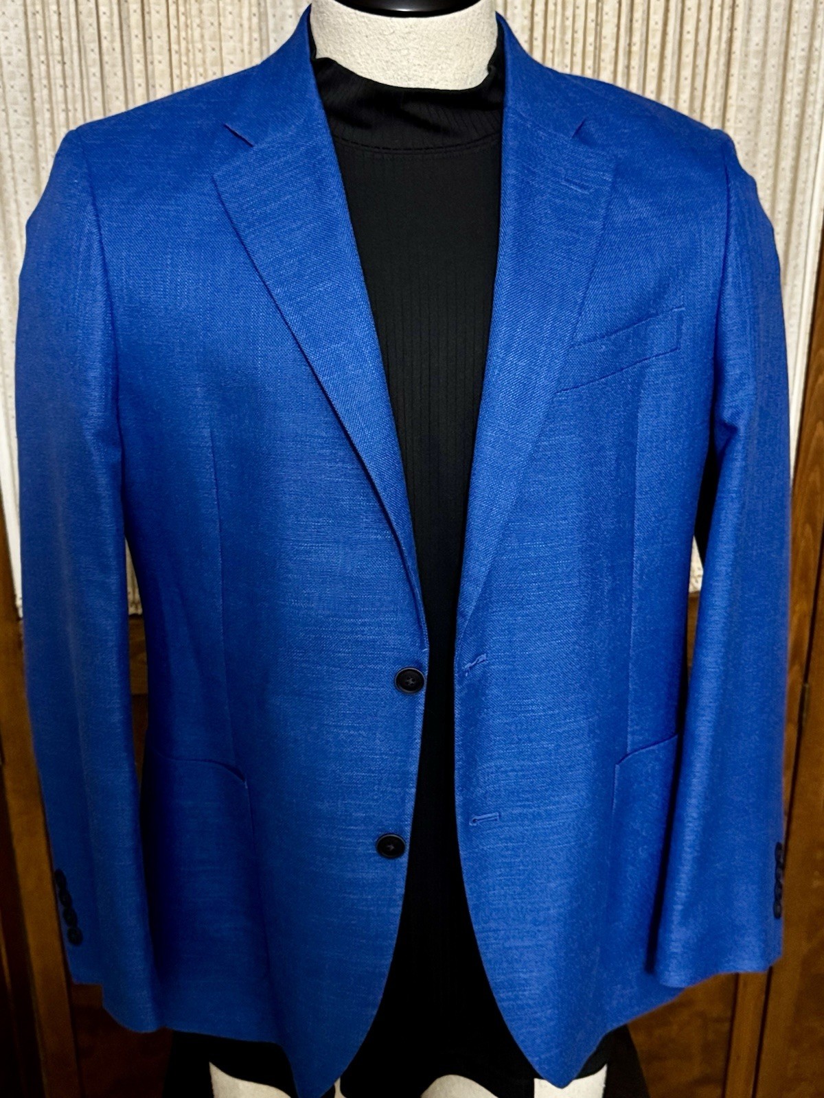 NAUTICA Sport Coat Mens Size 40R Blue Modern Fit Active Stretch Structure Weave