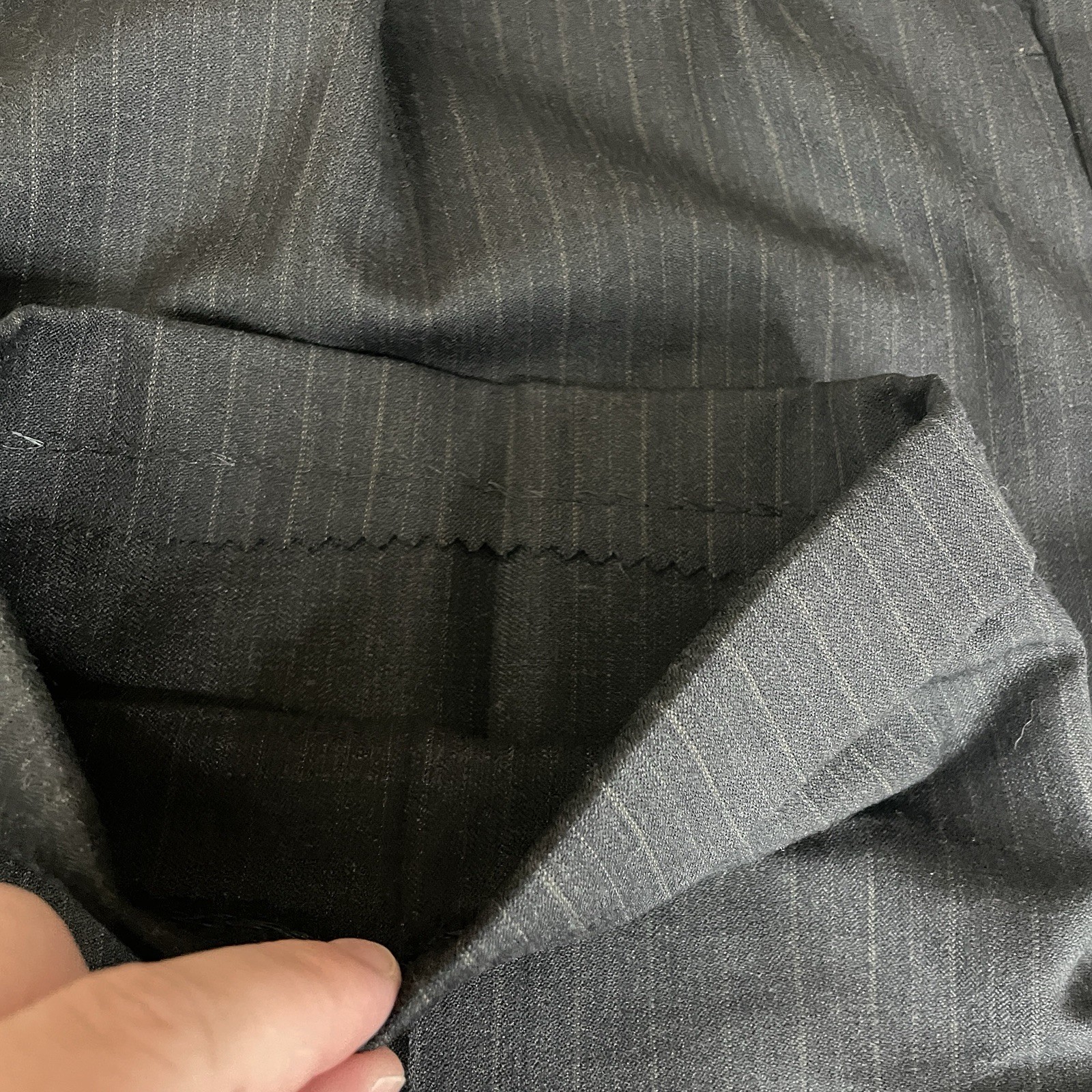 Andrew Fezza 2 Piece Suit Mens 46L 38×32 Brown Striped Wool Double Breasted Peak