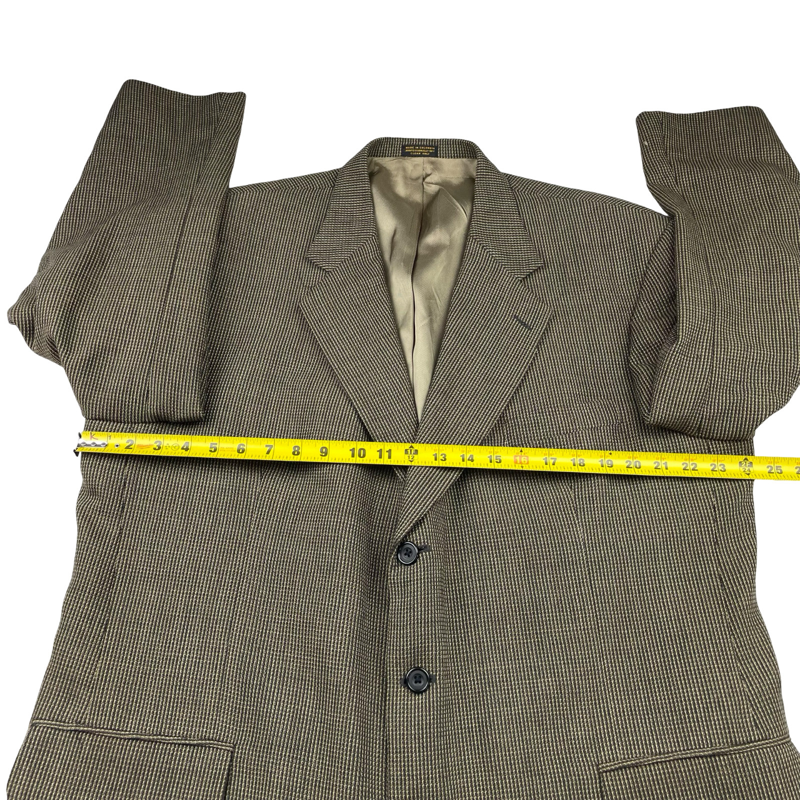 Oscar de la Renta Men’s 100% Wool 3-Button Blazer Jacket Beige/Brown/Navy • 48R