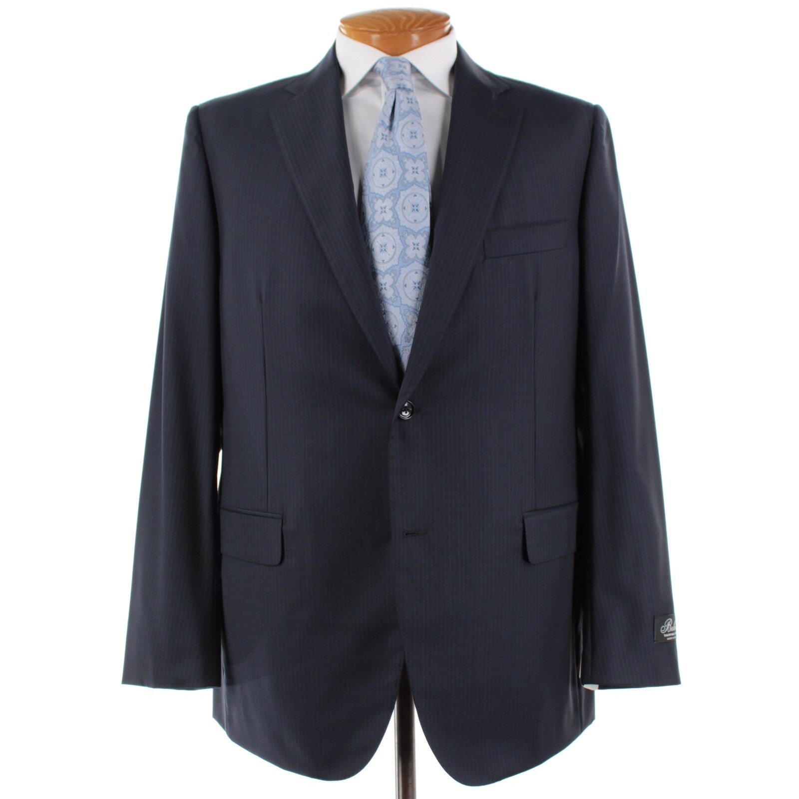 Belvest NWT Super 130’s Wool Two Piece Suit Size 44L US In Blue Pinstripe